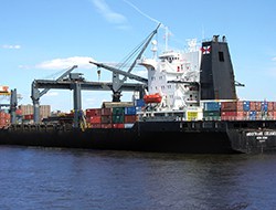 Ship with freight.